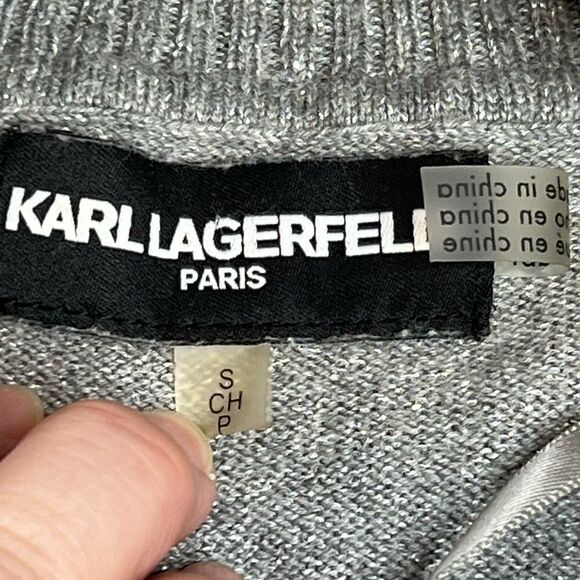 Karl Lagerfeld metallic silver cowl neck sweater size S - Picture 11 of 16